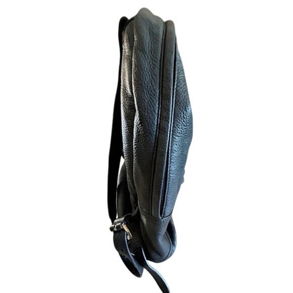 Michael Kors Black Pebbled Leather Backpack with Gold Logo Plate - Picture 7 of 10